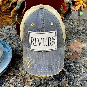 River Girl Distressed Trucker Cap